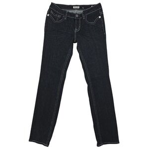 Women's MEK Jeans Harrison Flap Pocket Dark Wash Low Rise Straight Sz 28/34